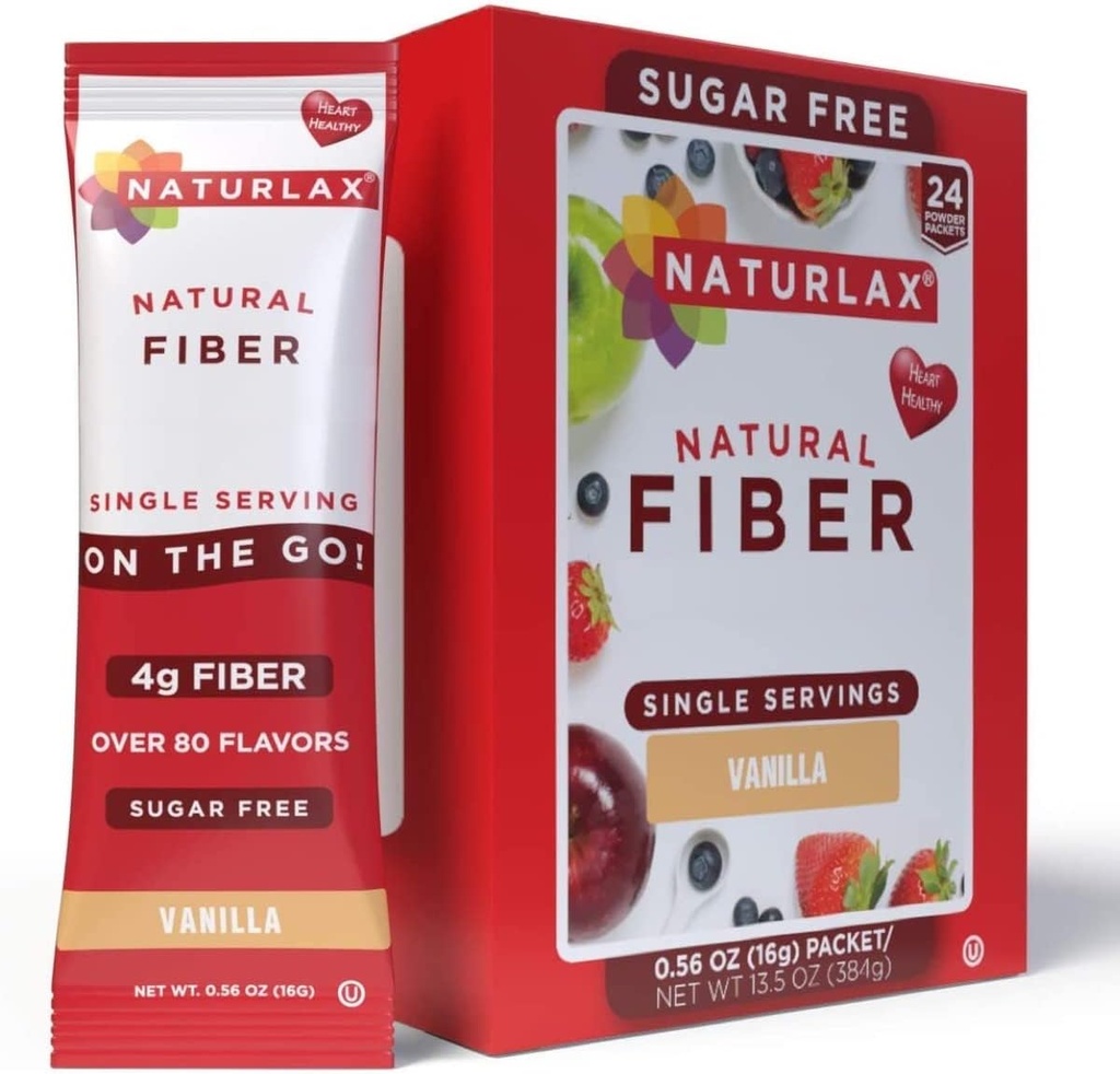 Zuckerfreie Vanille Flavored Psyllium Husk, 24 Fiber Packets