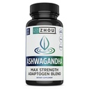 Zhou Ashwagandha - Ashwagandha und Rhodiola für Damen und Herren, Adaptogen Ashwaganda Extract 1200 mg mit schwarzem Pfeffer, Adaptogenic Support Supplement für Kalm, Mood, Schlaf - 60 Vegan Kapseln