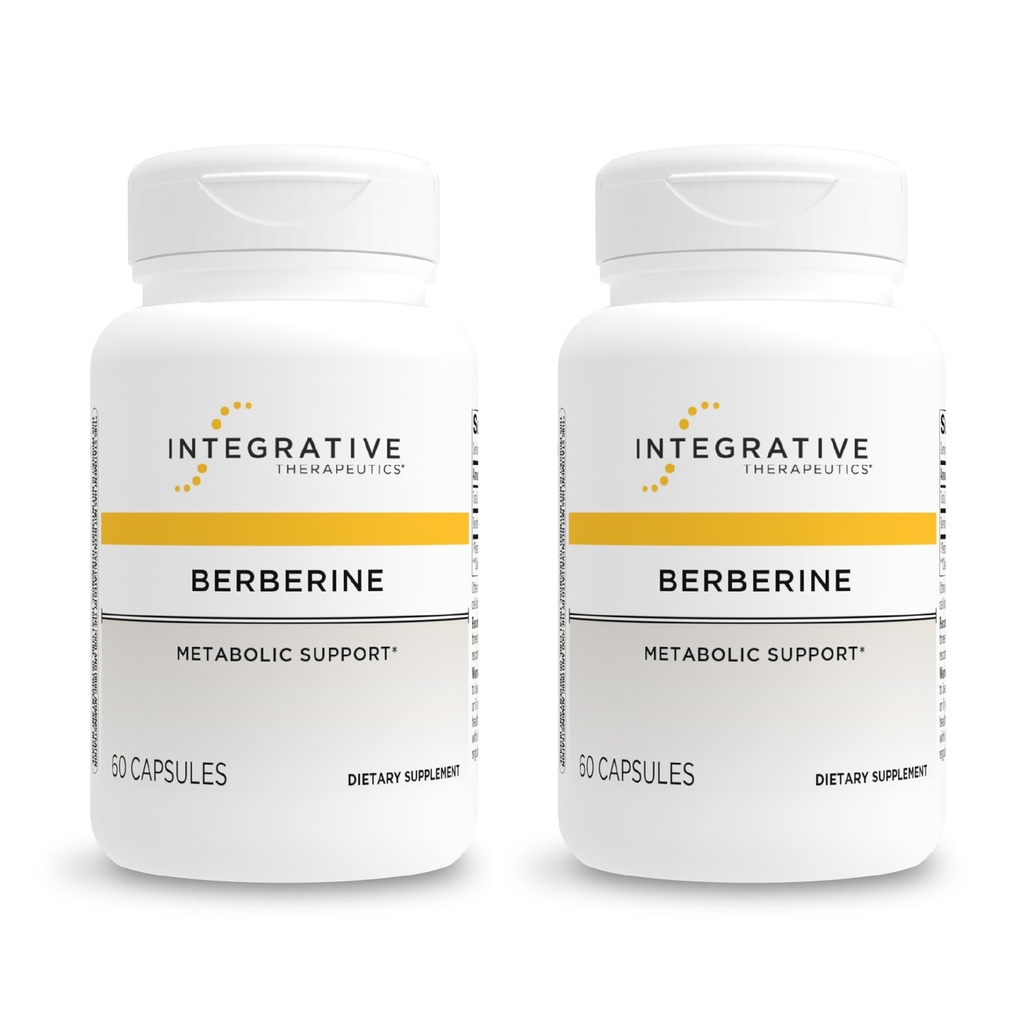 Thérapeutique intégrative Berberine - Supplément pour l'énergie cellulaire Métabolisme et soutien métabolique* - Sans lait et sans gluten - 120 capsules (120 portions)
