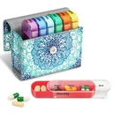 FINPAC Weekly Pill Organizer 4 Mal A Day, Dia Open PU Leder Case Reise Pille Vitamin Medizin Reminder und Planner mit Namenskarte für Morning| Afternoon| Evenings Bedtime (Emerald Illusions)