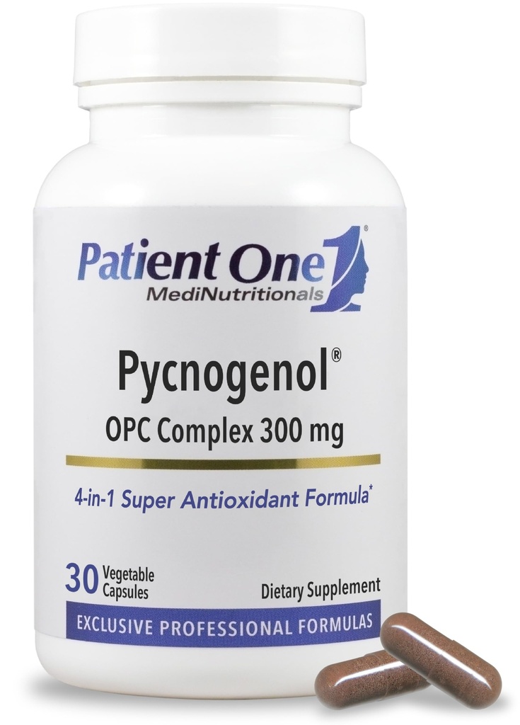 Patient One Pycnogenol OPC Complex 300mg | Beilage zur Unterstützung der vaskulären Gesundheit und der gesunden Alterung* | Französisch Maritime Pine Bark und mehr | 30 Kapseln