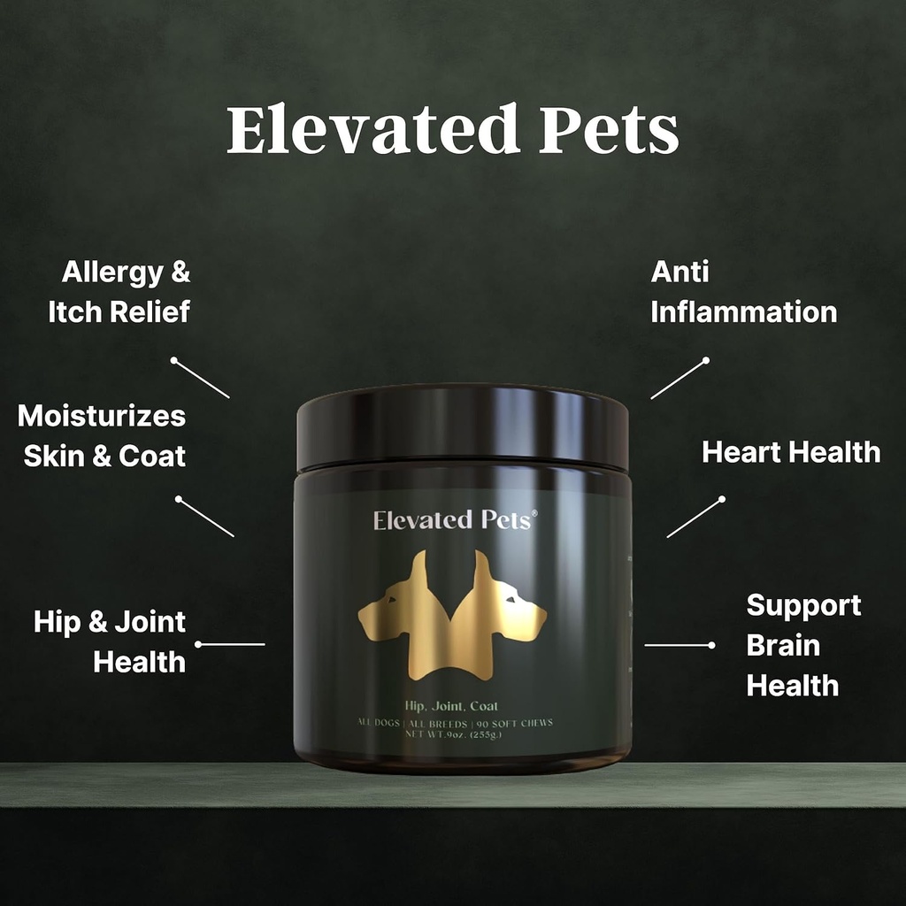Ultra-Healthy Omega 3 Huile de poisson Treats w/MSM, Glucosamine, Chondroïtine, EPA/DHA pour les chiens : Huile de poisson élevée, supplément curcuma et joint + Allergy Chews - Ultimate Dog Vitamine Supplement
