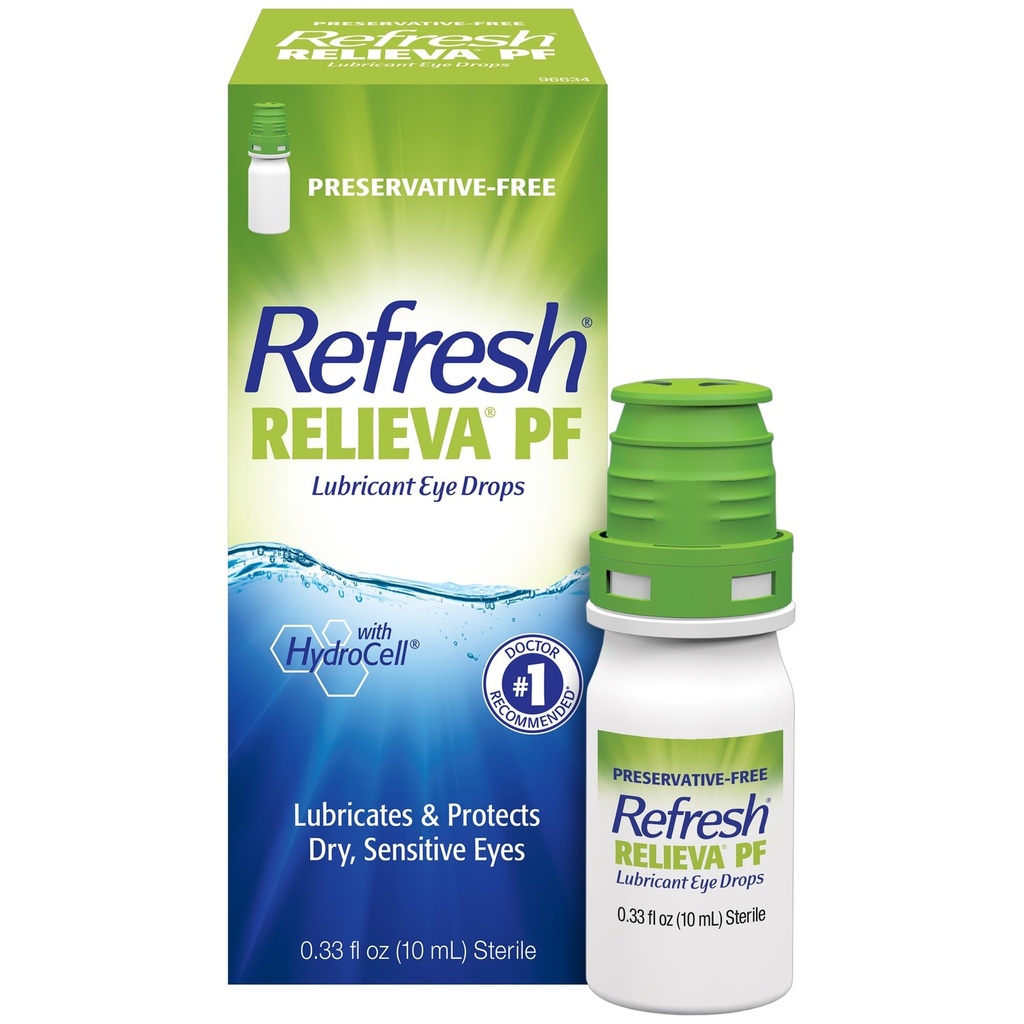Rafraîchir RELIEVA Larmes sans réserve Lubrifiant gouttes oculaires, 0,33 fl oz (10 ml)