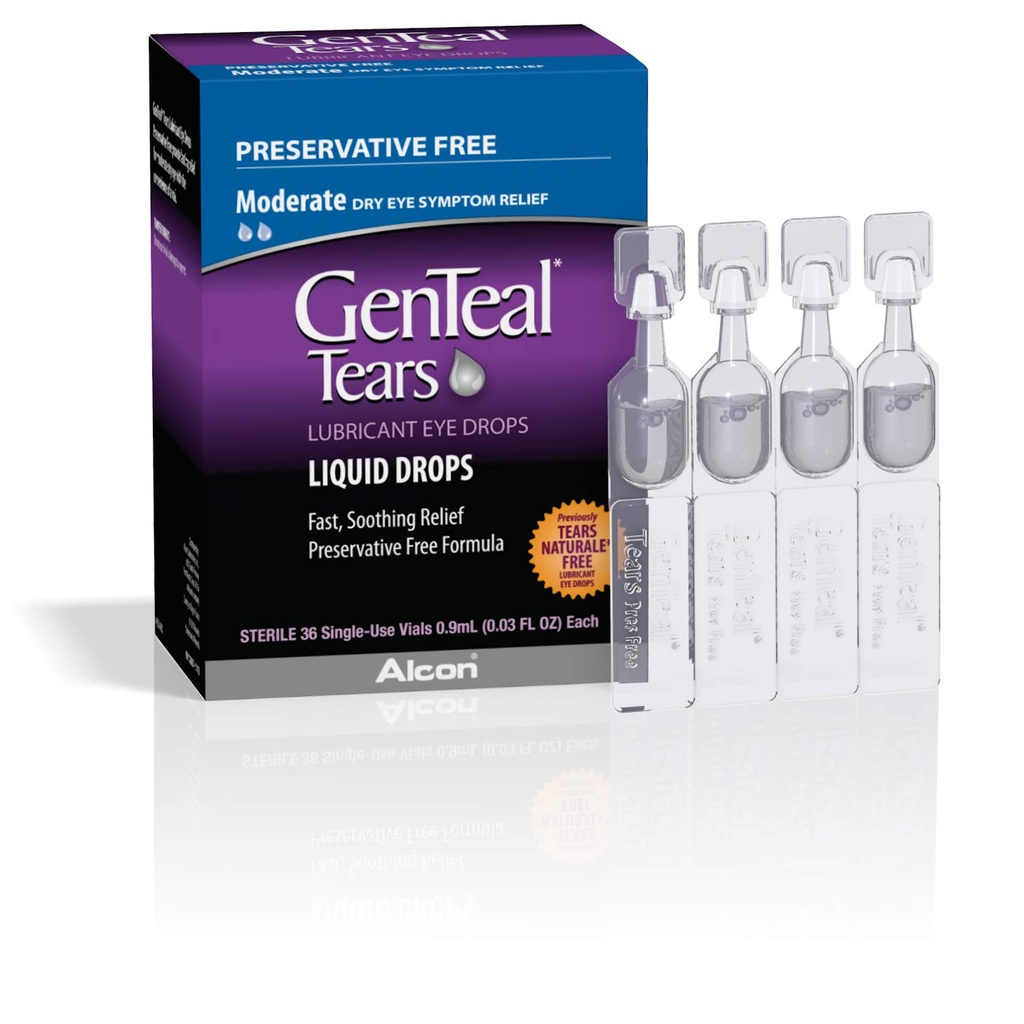 GenTeal Tears Lubricant Eye Drops, Moderate Flüssigkeitstropfen, SingleUse Vials,1 Packung 36 ct, 0,03 Fl Oz