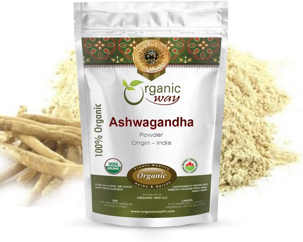Bio Way Premium Ashwagandha Root Powder (Withania somnifera) - Organic & Kosher Certified | Vegan | Non GMO & Gluten Free | USDA Certified | Origin - Indien | 1/4 Lb (4 Oz)