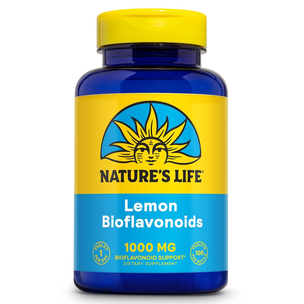 Nature's Life Lemon Bioflavonoïdes 1000mg - Supplément de bioflavonoïdes d'agrumes avec Hespéridin et Rutine - Support antioxydant et cellulaire, Absorption de vitamine C - Garantie 60 jours, 100 portions, 100 comprimés