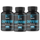 FXSUPPS Caféine 200mg Pills (3-Pack, 600 Capsules) – Supplément de soutien énergétique à action rapide pour les hommes et les femmes