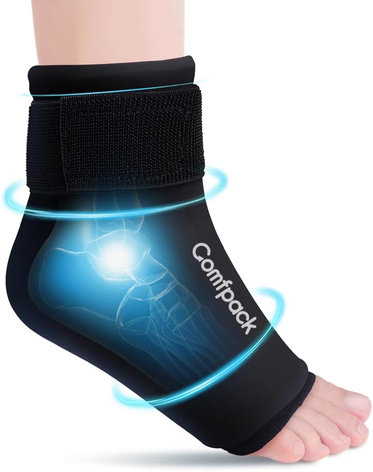 Knöchel Ice Pack Wrap für Schwellung, Wiederverwendbare Fuß Ice Pack Wrap, Heiße & kalte Therapie Kompressionshülle für Plantar Fasciitis Relief, Achilles Tendonitis, Verstauchung, Fersenschmerzen, Verstaucht