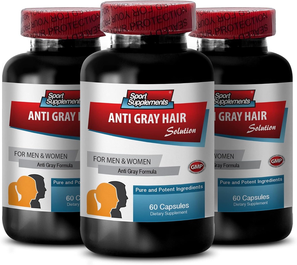 Biotin Zink - Anti-Grau-Haar - Haar-Lösungen für Herren (3 Flaschen - 180 Kapseln)