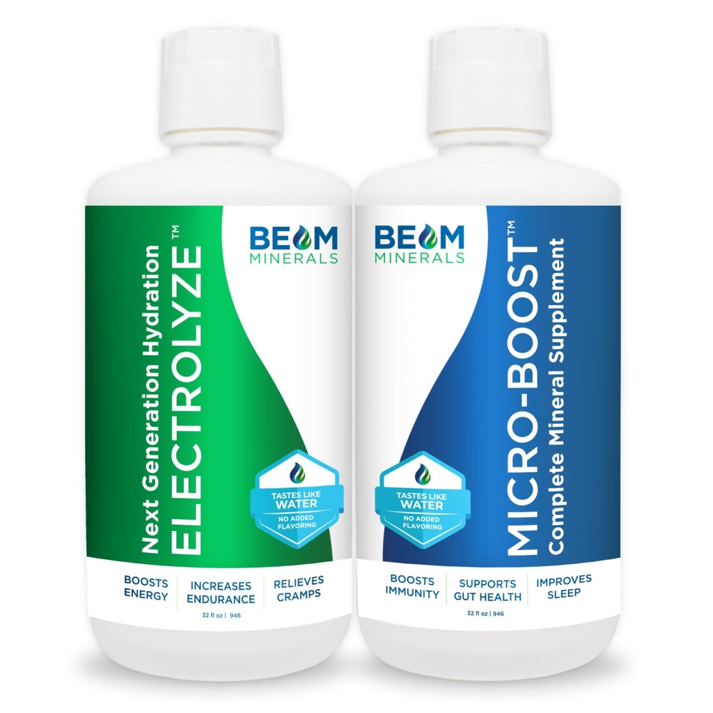 BEAM Minerals Micro-Boost et Electrolyze Advanced Set (Support avancé d'électrolyte et de micronutriments) 100% Biodisponible, ionisé