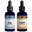 WellnessOne Ionic Liquid Zinc & Liquid Copper - Ensemble Zinc-Copper pour soutenir le système immunitaire et la santé des articulations, des nerfs et des os - 1,67 fl oz Zinc & Copper Liquid Drops