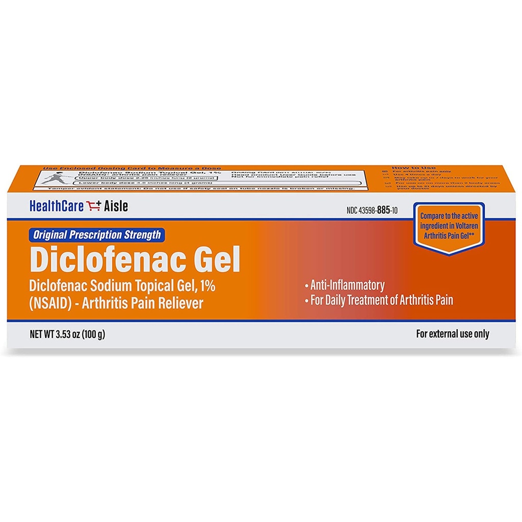 HealthCareAisle Diclofenac Gel, 1%, Arthritis Schmerzlinderung - 100 g Tube - Original Prescription Strength (NSAID)