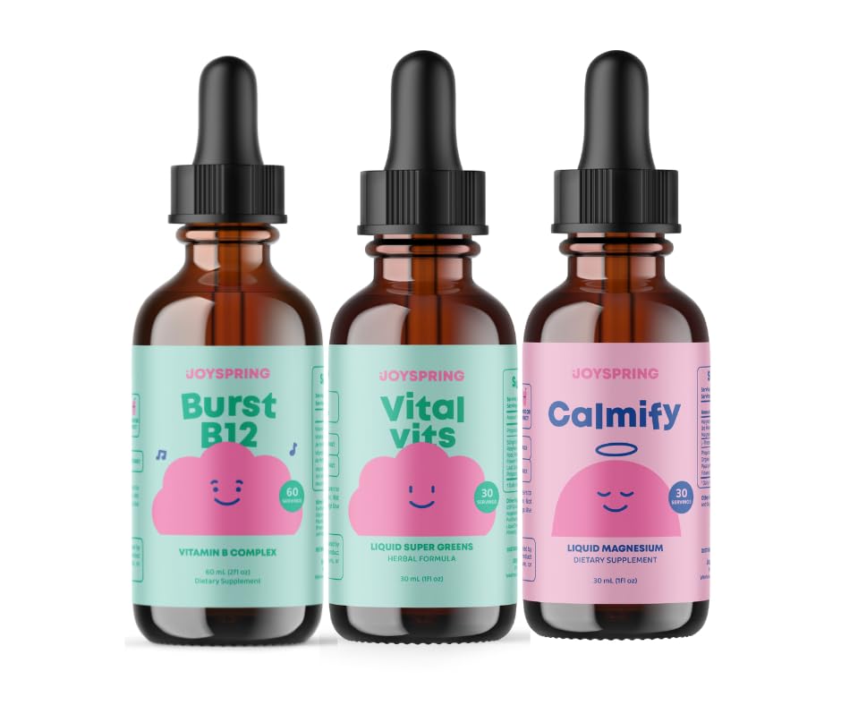 JoySpring B-Complex & Vitalités Vitamines Vitamines et Minéraux d'origine naturelle pour enfants non alcoholiques, sans sucre, formule liquide.