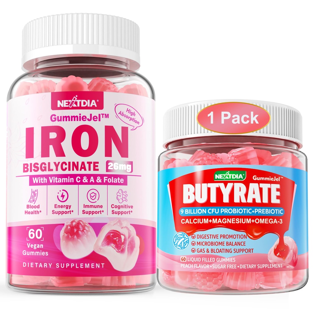 Gommies de butyrate + Bisglycinate de fer 26mg Gommies remplies