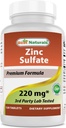 Best Naturals Zinksulfat 220 mg 120 Tabletten - 3rd Party Lab Tested - Made in the USA - Gluten Free & Non-GMO
