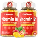 Vitamin B1 Gummie | Benfotiamin 500mg mit Vitamin B6 B9 B12 & Magnesium für Nerve Gesundheit, Energie & Stoffwechsel Unterstützung | Zuckerfrei, Non GMO, Vegan, 120 Zähler