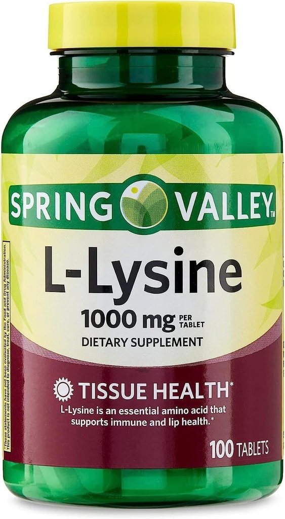 SPEC Lysin Aminosäure-Ergänzungen, 1 Tablette pro Servierung,Spring Valley L-Lysine unterstützt ein gesundes Immunsystem* 100 Count