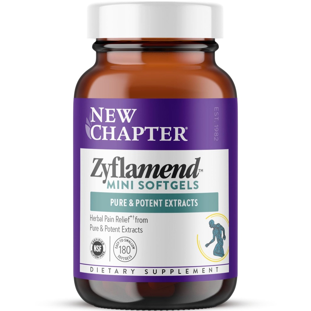 Neue Kapitel ZyflamendTM Mini Softgels, Multi-Herbal Pain Reliever+ Joint Supplement, 10-in-1 Superfood Blend mit Ginger & Turmeric für gesunde Entzündungsreaktion, Mini Soft Gels, 180 Count