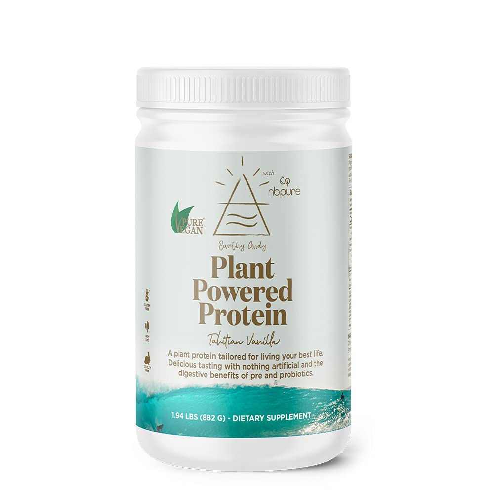 nbpure Earthy Andy Protéines d'origine végétale, sans gluten, sans OGM, poudre de protéines de pois sans cruauté, vanille, 30 portions