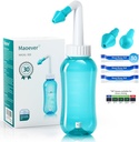 Neti Pot Sinus Rinse Nasal Wash 300ML Neti-Pot mit 30 Nasal Wash Salt Packets und Aufkleber Thermometer Nasenreiniger Waschflaschenreiniger Druckbewässerung für Erwachsene & Kind BPA Kostenlos (Licht Grün)