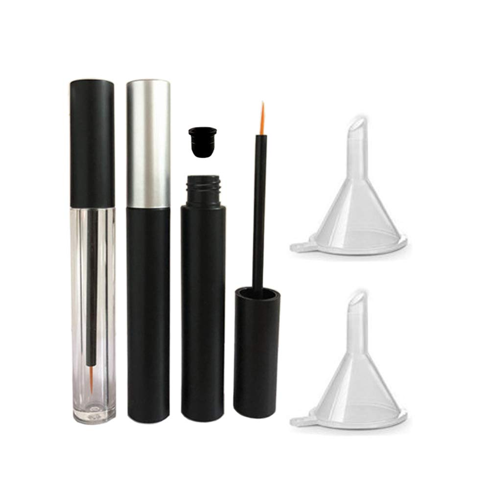 3 Stück 5ml Leere Eyeliner Tubes Nachfüllbare Wimpern Wachstum flüssige Flasche Kunststoff Eyeliner Vials Tube mit Brush Wimpern Wachstum Öl Mascara Tube für Kosmetik kommen mit 2 Mini Palstic Funnels