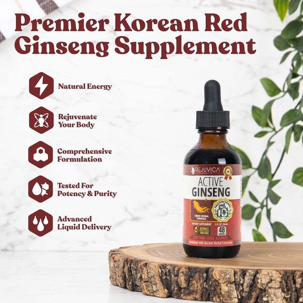 Aktiver Ginseng koreanischer Roter Panax Ginseng mit natürlichen Ginsenosiden - Fast-Absorbierende Flüssigkeit - Unterstützt gesunde Energie, Vitalität, Stimmung und mehr