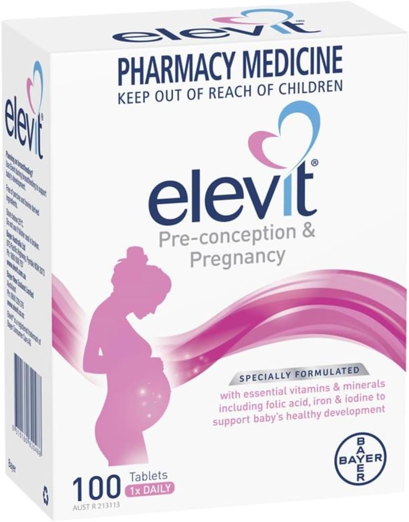 Elevit Grossesse Multivitamine avec Iodine 100 comprimés (100 jours)-Fabriqué en Allemagne-Importé de Nouvelle-Zélande