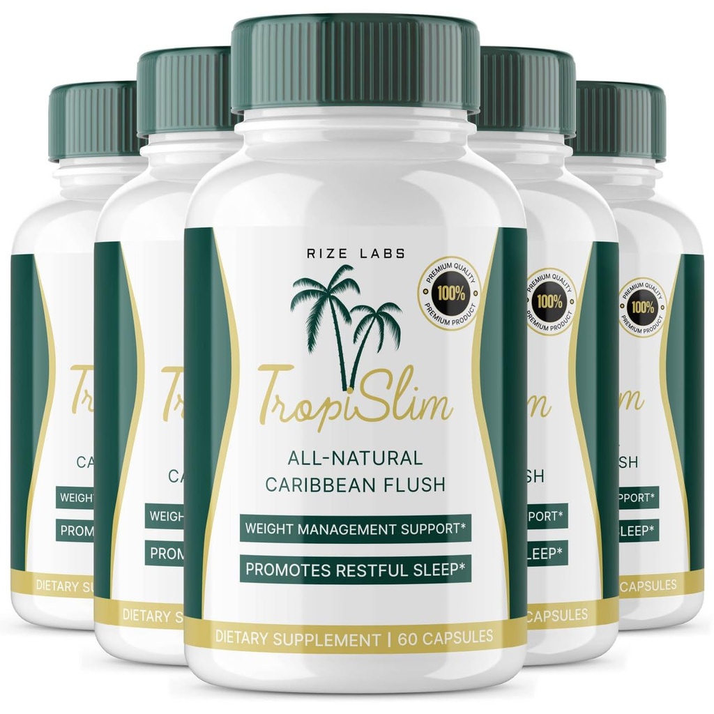 (Official 5 Pack) Tropislim, Tropislim All Natural Caribbean Flush, Weight Loss Supplement, Tropislim Slimming Kapseln für Damen, Gesunder Lebensstil + Leaner Physique, Tropical Reviews (300 Kapseln)