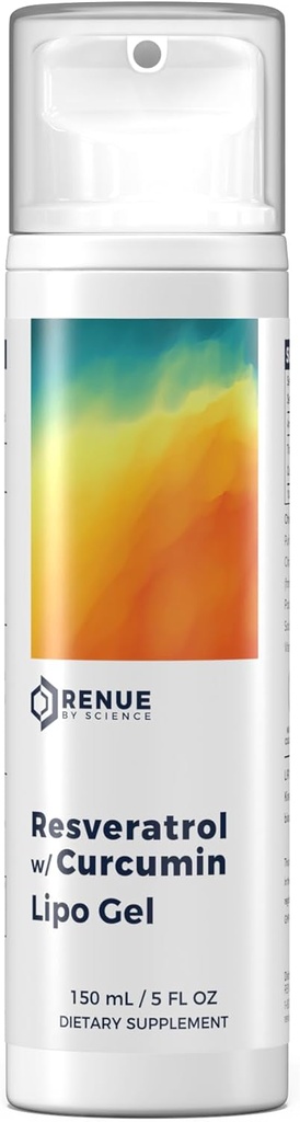 RENUE von Science Curcumin Resveratrol Supplement | Liposomal Turmeric and Resveratrol Supplement | 150ml Resveratrol wirh Curcumin Gel 125mg Resveratrol & 75mg Curcumin per Serving | Made in USA