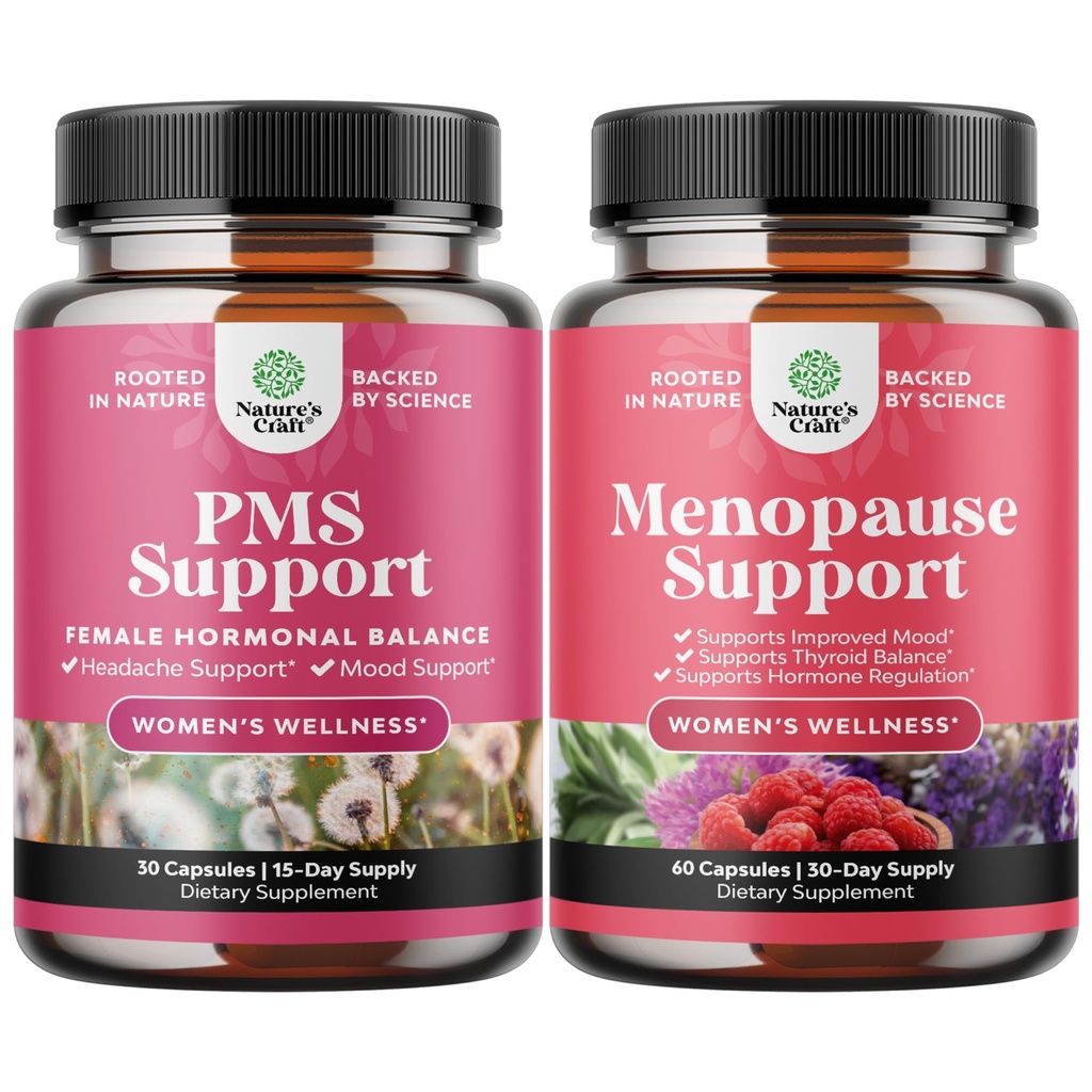 Bundle of Advanced PMS Support Supplement für Damen und komplette Kräuter Menopause Ergänzung für Frauen - Multibenefit Menopause Relief Hormon Balance