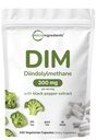 Supplément actif DIM, DIM 300mg, 240 Capsules de Veggie (8-Mois d'approvisionnement), 2 en 1 Formule, Métabolisme Estrogène, Supplément d'extrait de brocoli DIM-Plus Premium avec poivre noir pour une meilleure absorption