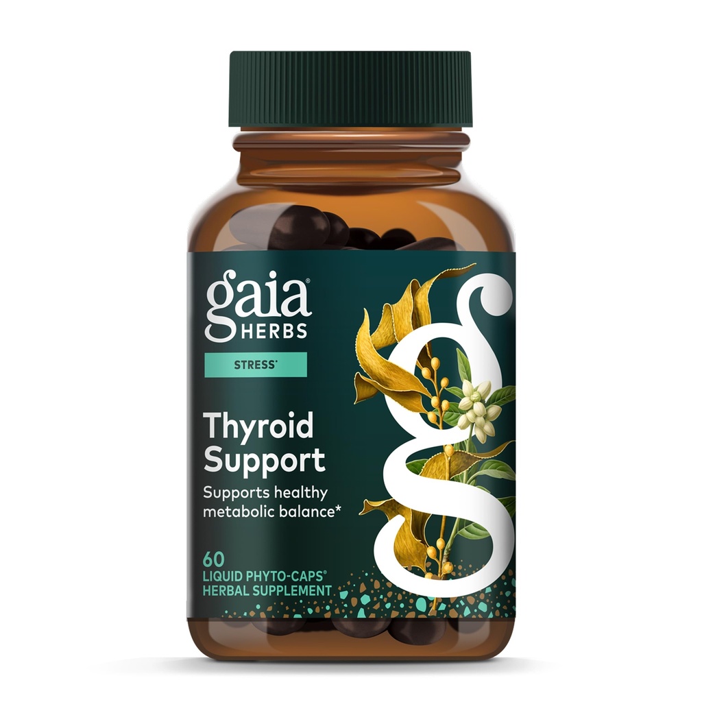 Gaia Herbs Thyroïde Support - Fabriqué avec Ashwagandha, Kelp, Brown Seaweed & Schisandra pour soutenir l'équilibre métabolique sain et le bien-être général* - 60 capsules de phytosulfon liquide végétalien (20 jours)