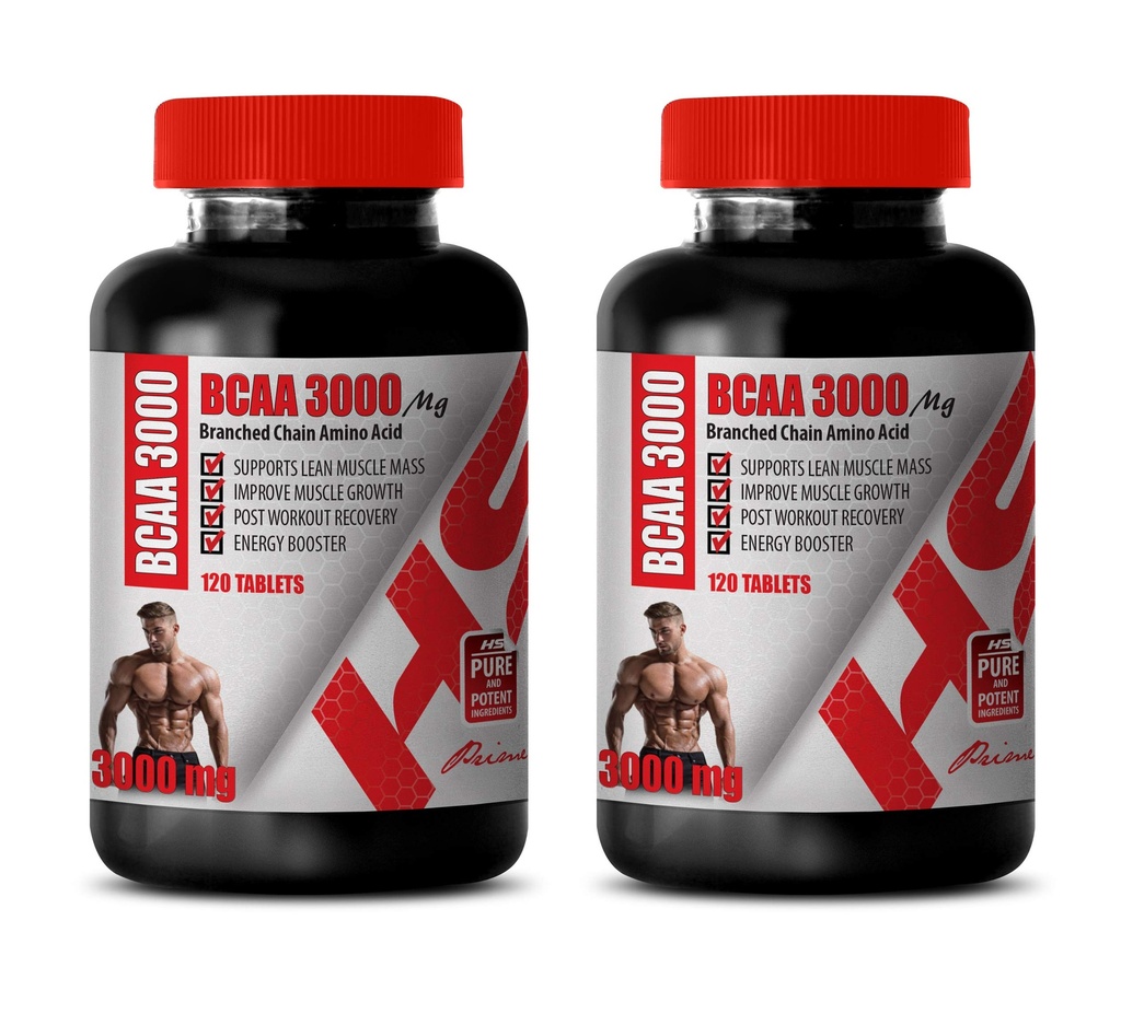 Muskelaufbau Pillen für Herren - BRANCHED Kette Aminosäure - BCAA 3000MG - bcaa Zug und Recover - 2 Flaschen 240 Tabletten
