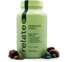 relatez Immunity Daily Gummies - Super Greens, Lion's Mane & Reishi, Vitamine C & Zinc, Mélange antioxydant avec Elderberry & Echinacea - Sunny Berry Flavor, 60 Comte