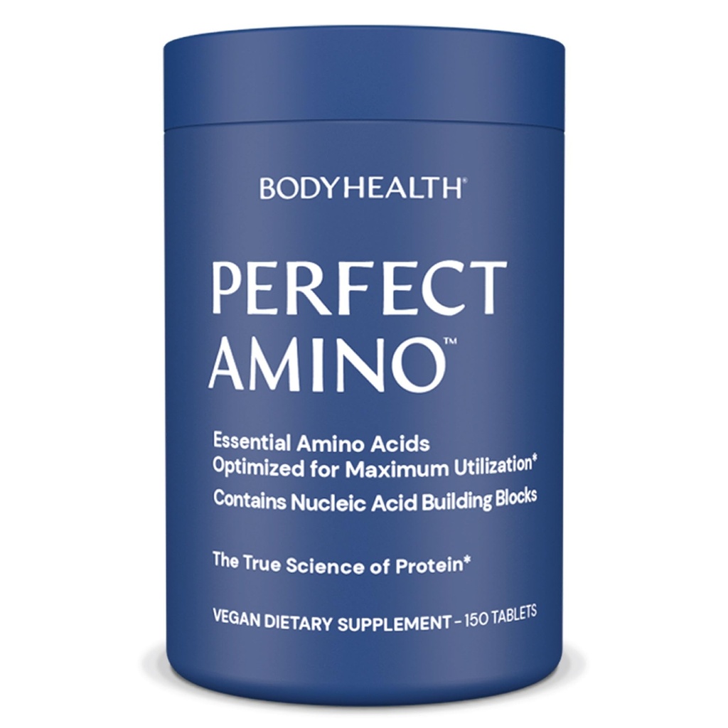 BodyHealth PerfectAmino Comprimés (150 ct), Acide Amino essentiel avec BCAAs + Lysine, Phénylalanine, Thréonine, méthionine, Tryptophane, Supplément pour la production de masse musculaire, récupération et force