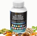 Sea Moss 3000mg Schwarz Seed Oil 2000mg Ashwagandha 1000mg Turmeric 1000mg Bladderwrack 1000mg Burdock 1000mg & Vitamin C & D3 mit Elderberry Manuka Dandelion Gelb Dock Iodine Chlorophyll ACV