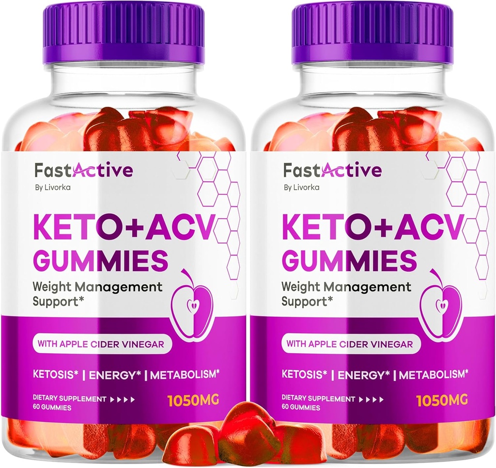 (2 Pack) Fast Active Keto ACV Gummies, Fast Active Keto Gummies 1050MG, FastActive Apple Cider Gummies, Fast Active Keto Gummy Advanced Formula, FastActive Keto ACV Gummies, 120 Gummies for 2 Months