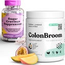 ColonBroom Psyllium Husk Pulver Zucker Craving Suppressant - Chrom Picolinate 200mcg, 2 Artikel - Colon Cleanser Faser Supplement (50 Servierungen) + Zucker Craving Suppressant (60 Servierungen)