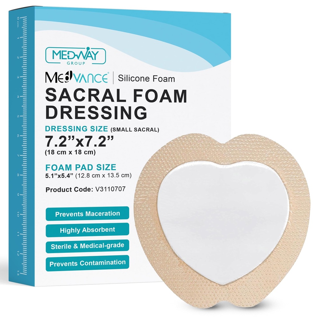 MedVance TM Silikon - gebundene Silikon Klebstoff Schaum Ankleiden Sacral Größe 7"x 7" Box von 5 Anzügen