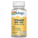 SOLARAY Vitamin D3 K2 - Knochengesundheit und Immununterstützungsergänzung - Mit 5000 IU Vitamin D als Vit D3 und 50 mcg Vitamin K2 als Menoquinone MK7, ohne Soja, 60-Tage Garantie, 120 Serv, 120 VegCaps
