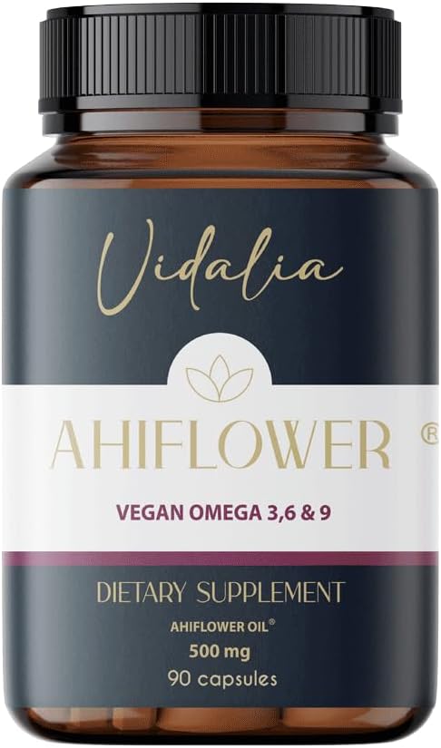 Ahiflower Oil Vegan Omega 3, 6 & 9. 90 Kapseln. Vidalia von The Mix Superfoods. 45 Servietten. Exzellenz nachhaltige Quelle. Vegan 100%. Keine Fische