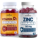 NEW AGE Immune Defense Combo - 2 Pack - Vitamin D3 Gummie 5000 IU 125mcg & Hohe Potenz Zink Gummie, Immun Booster 120 Count