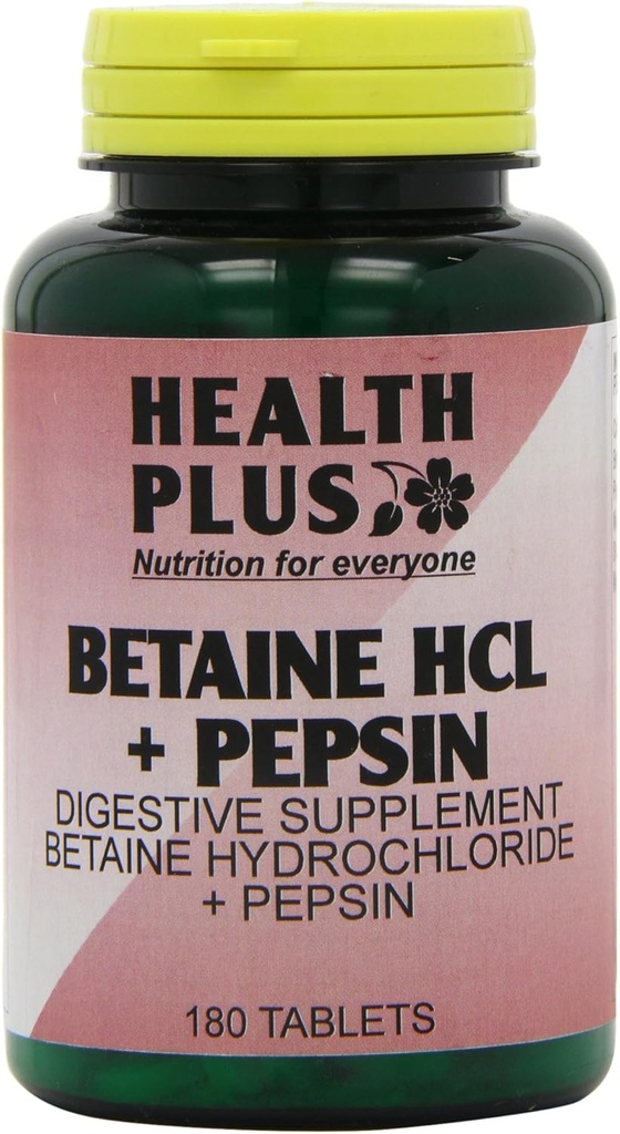 Health Plus Betaine Hcl + Pepsin Verdauungsergänzung - 180 Tabletten