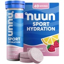Nuun Sport Comprimés électrolytiques au magnésium, au calcium, au potassium, au chlorure et au sodium, sans gluten et végétalien, citronade aux fraises, 4 paquets (40 portions Total)