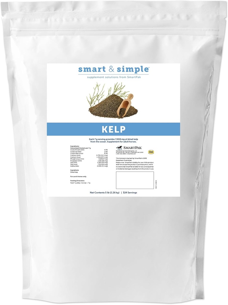 Smart & Einfache Kelp-Meal für Pferde | Naht Vitamin und Mineralergänzung für Pferde | Bietet Kalzium, Phosphor, Kalium und mehr | 324 Servierungen | 5lb