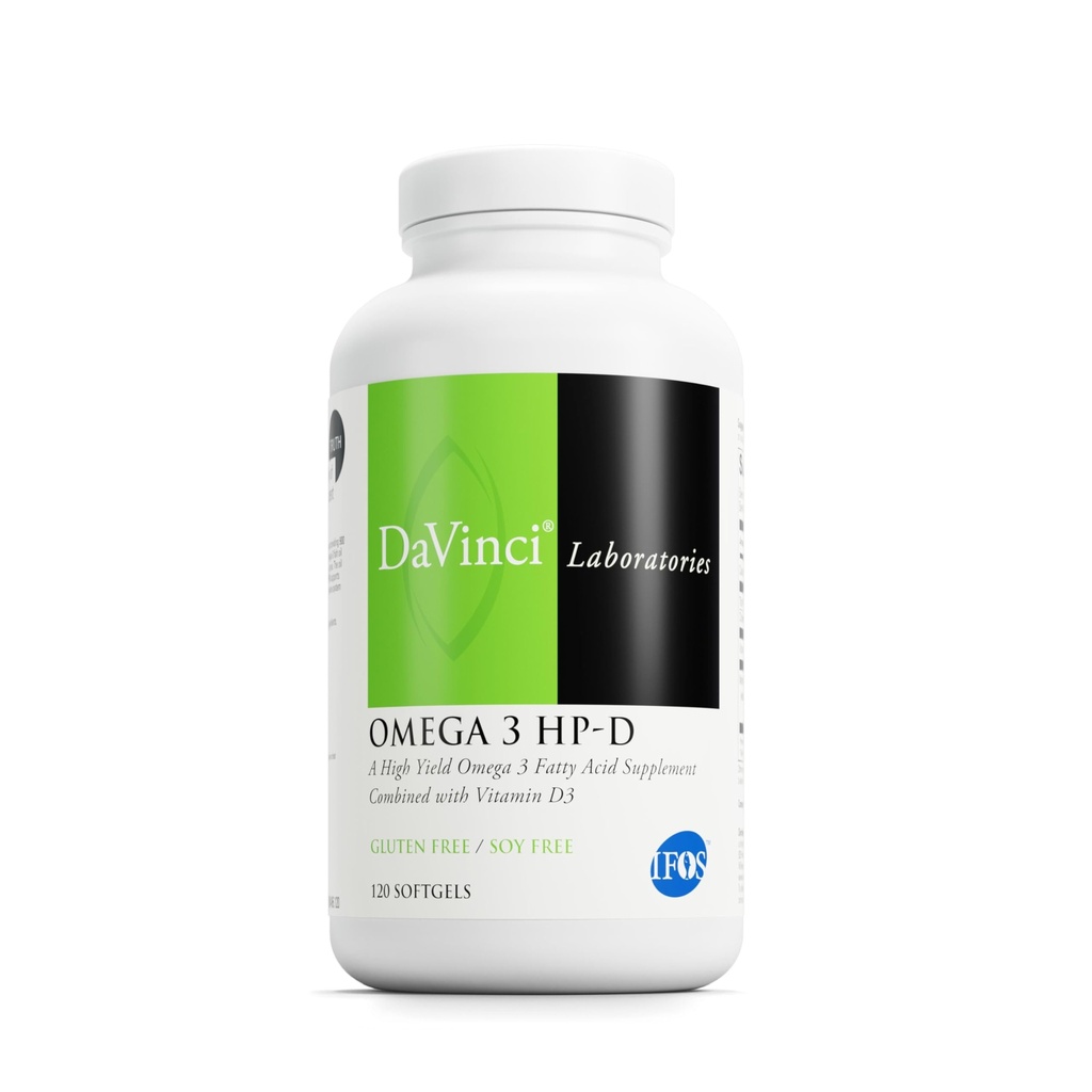 DAVINCI Labs Omega 3 HP-D - Nahrungsergänzungsmittel für gesunde Gelenke und Immune, Herz-Kreislauf- und Hautgesundheitsunterstützung - mit Vitamin D3 und mehr Glutenfrei - Lemon Flavor - 120 Softgels
