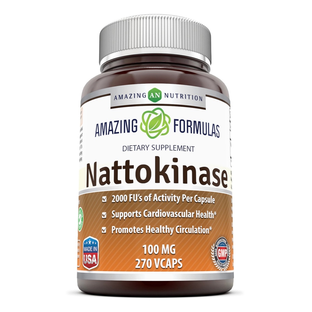Erstaunliche Formeln Nattokinase Nahrungsergänzung 100 mg Veggie Kapseln Ergänzung | 2000 FU Enzyme Aktivität | Non-GMO | Gluten Free Made in USA (270 Count)