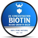 Biotin Bart Balm für Herren & Conditioning Bart Wax - Hergestellt mit Rizinusöl Natürliche und organische Inhaltsstoffe - Hydrates & Thickens Gesichtshaarwachstum- 2 Unze Tin