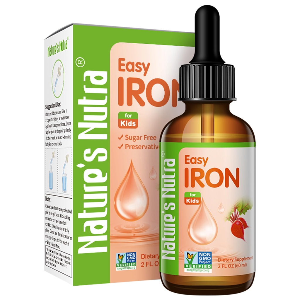 Nature's Nutra Easy Iron, Premium Liquid Iron für Baby, Kinder und Kinder, Ferrochel, Anemia, Hämoglobin, Non-GMO, Kosher, 2 Fl. Oz (60ml)